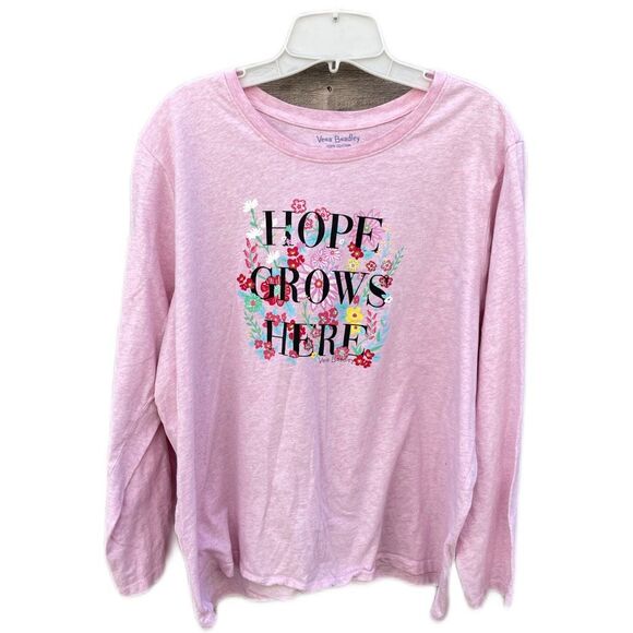 Vera Bradley 100% cotton long sleeve tee size 2X “ Hope Grows Here” - Picture 1 of 6